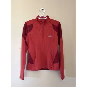 The North Face Womens Medium 1/4 Zip Flight Series Base Layer Jacket Coral Red